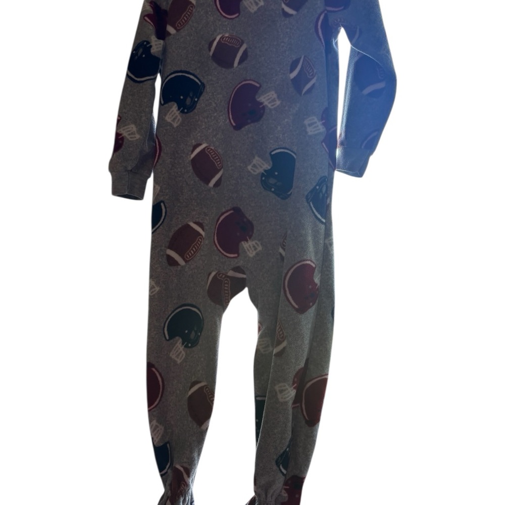 Carter's Grey Football Helmet Print One-Piece Footed Pajama